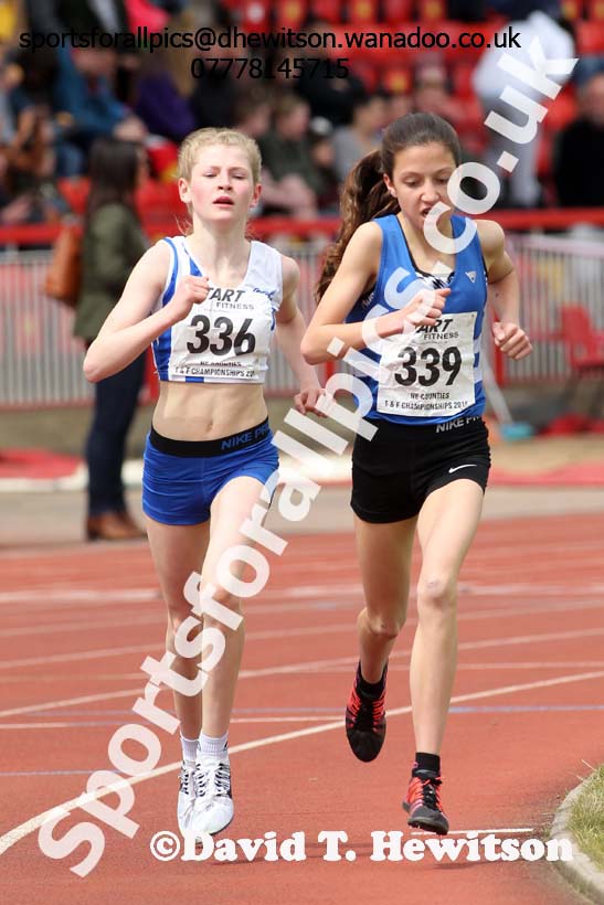Girls under-15s 1500 metres, North Eastern Track and Field Champs, Gateshead Stadium. Photo: David T. Hewitson/Sports for All Pics
